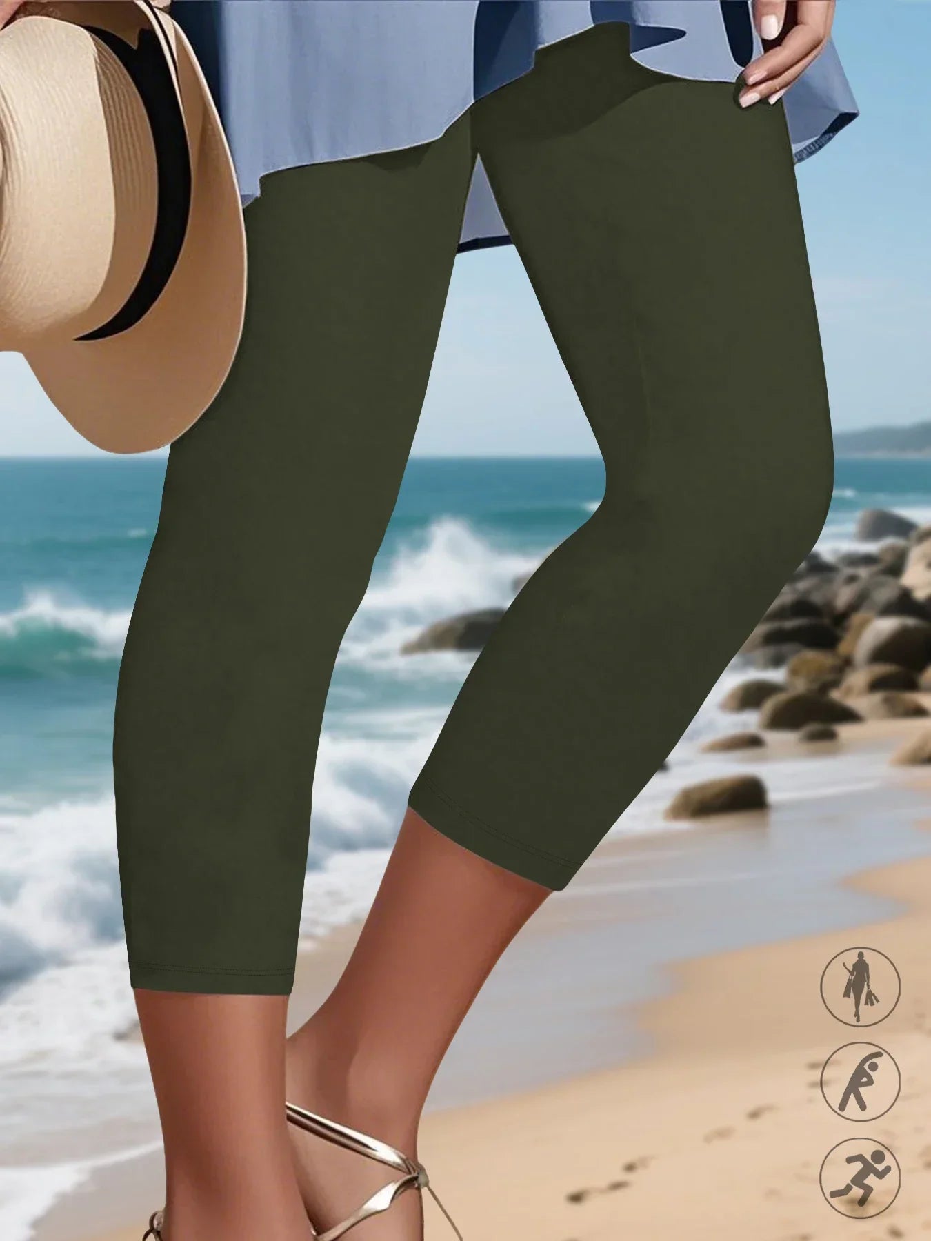 Women's Super Soft Capri Pants High Stretchy Breathable Pants No See Through Workout Running Yoga Athletic Pants Gym Leggings.