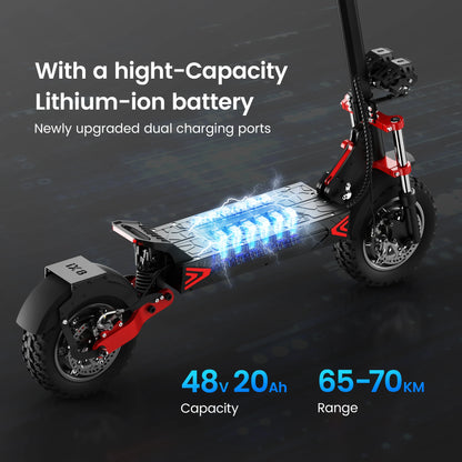 iScooter IX8 Foldable Electric Kick Scooter for Adults, 60km/h Speed, 2400W Power, 48V Voltage 20Ah Battery.