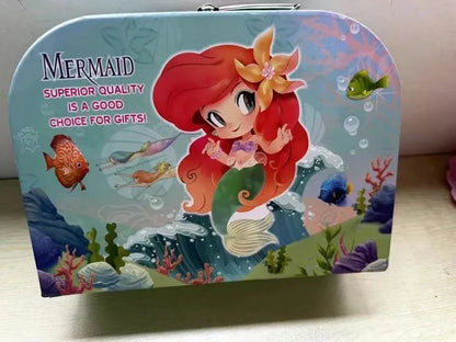 Kids Tea Party Set For Little Girls Mermaid Gift Pretend Toy Tin Tea Set Princess Tea Time Kitchen Pretend Play Tea Set Gift.