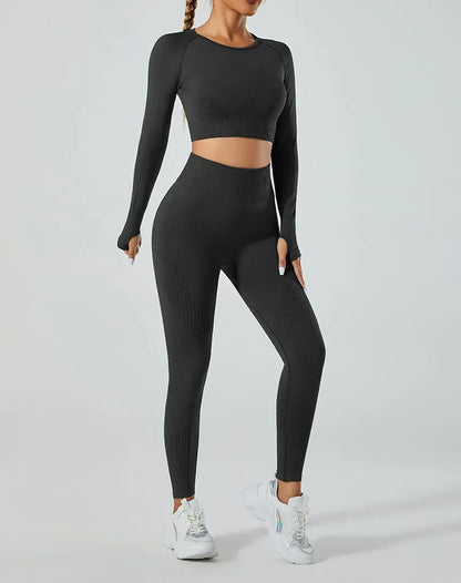 In-stock Women's Yoga Suit Five-piece Set Seamless Fitness Wear For Running Sports Top Leggings From Mainland China.