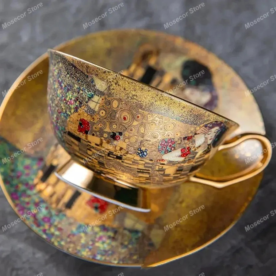 Egyptian Couple Coffee Cup European Bone China Coffee Cup Dish Set Ceramic Retro English Afternoon Tea Cup Set Coffee Mug.