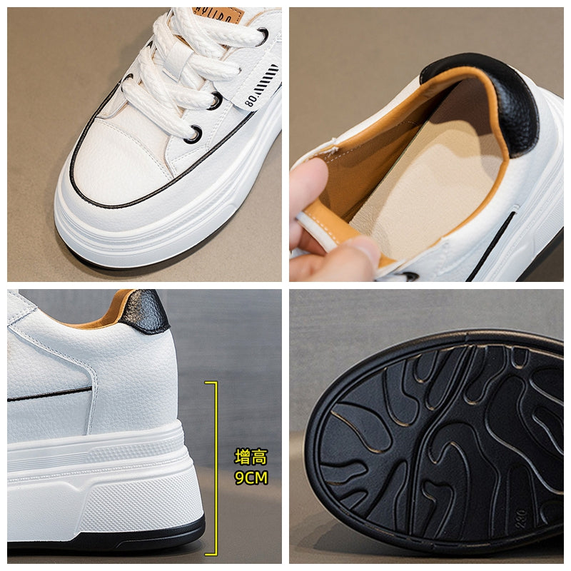 Fujin 9cm Cow Suede Genuine Leather Women Vulcanized Shoes Platform Wedge Skate Boarding High Brand Heels Casual Summer Shoes.