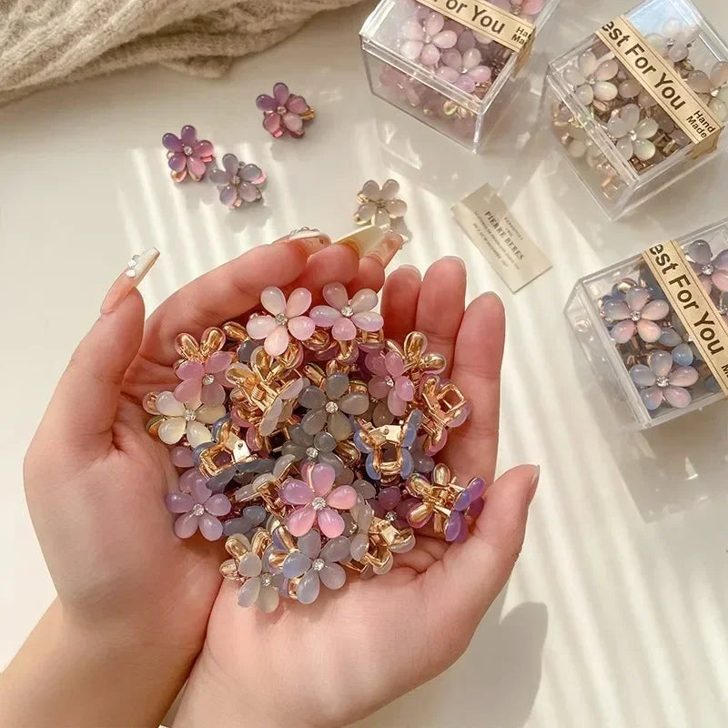 1/10pcs Cute Mini Flower Hairclip Claws Women Girls Colorful Opal Hairpins Sweet Small Headdress Barrettes Accessories.