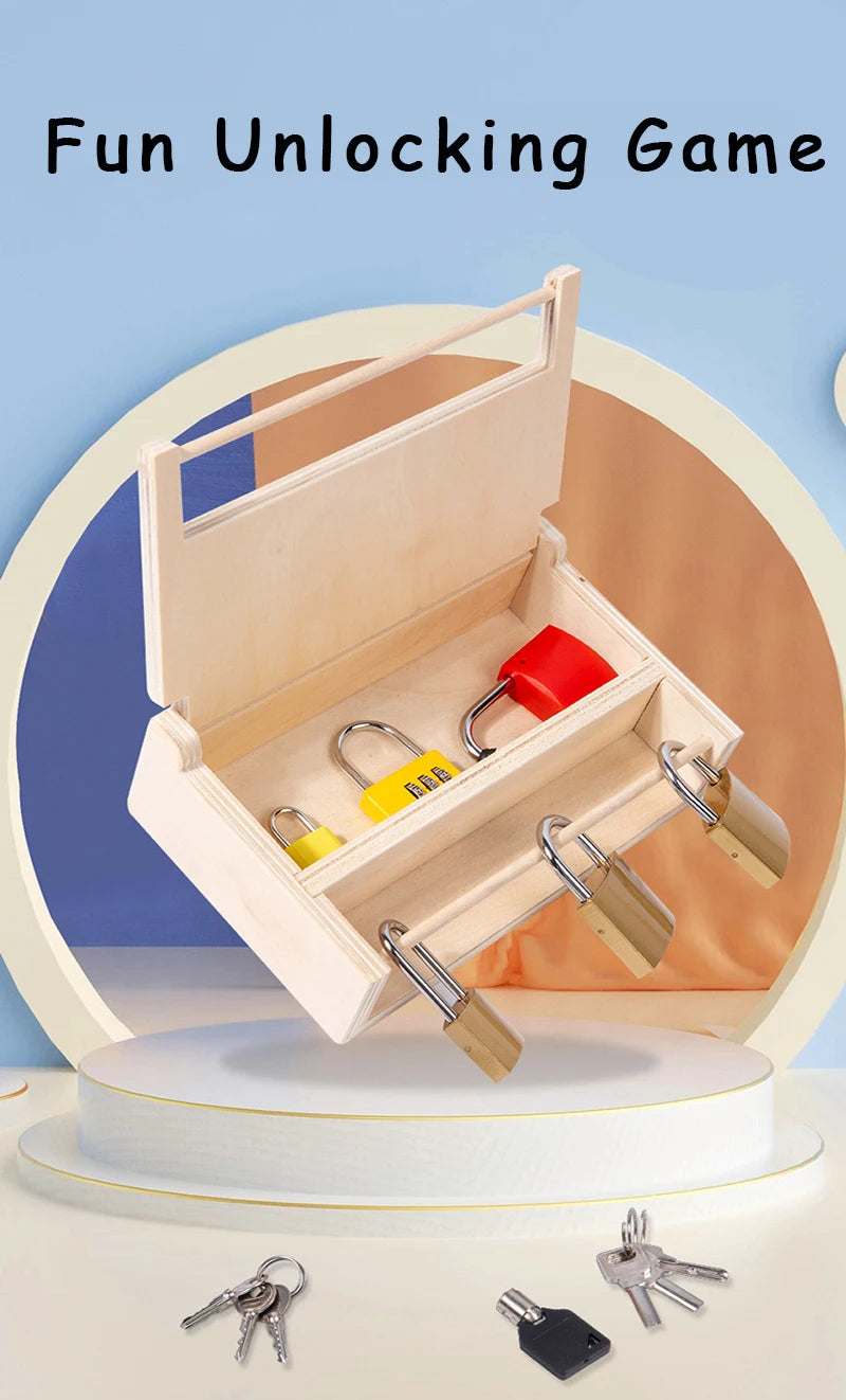 Montessori Unlocking Toys Learning Locks With Keys Children Educational Game Fine Motor Training Sensory Materials Teaching Aids.