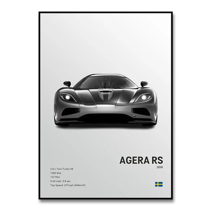 Famous Cars JESKO Canvas Wall Art Print Poster AGERA RS Decorative Mural Modern Home Decor Birthday Gift Unframed.