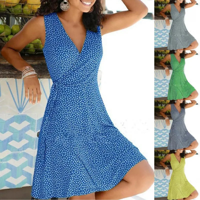 Kleider für Frauen 2025, lässig, Übergröße, Damen, Blumenmuster, Wickelkleid, V-Ausschnitt, Midikleid, A-Linie, Swing, Flügelärmel, Midi, Vestidos de Fiesta.