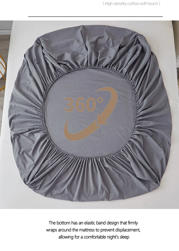 3/4pcs Solid Beding Set, Waterproof Fitted sheet & Bed Sheet & Pillowcases Soft, Queen, KIng, Full, Twin Size, White and Gray.