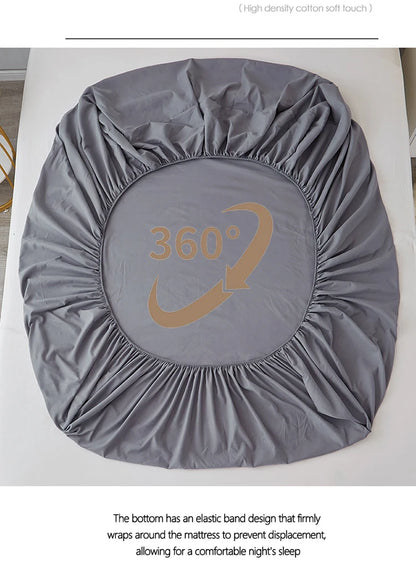 3/4pcs Solid Beding Set, Waterproof Fitted sheet & Bed Sheet & Pillowcases Soft, Queen, KIng, Full, Twin Size, White and Gray.