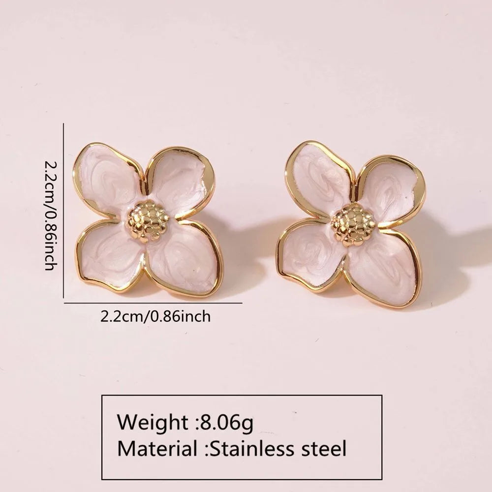 Cazador 2Pcs Flower Women's Earrings Stainless Steel Stud Earrings Jewelry Trend 2025 Party Wedding Birthday Gifts New Wholesale.