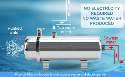 Whole house water purifier 0.01um PVDF pre-filter 1000L SUS304 water filter can be continuously cleaned for 5 years.