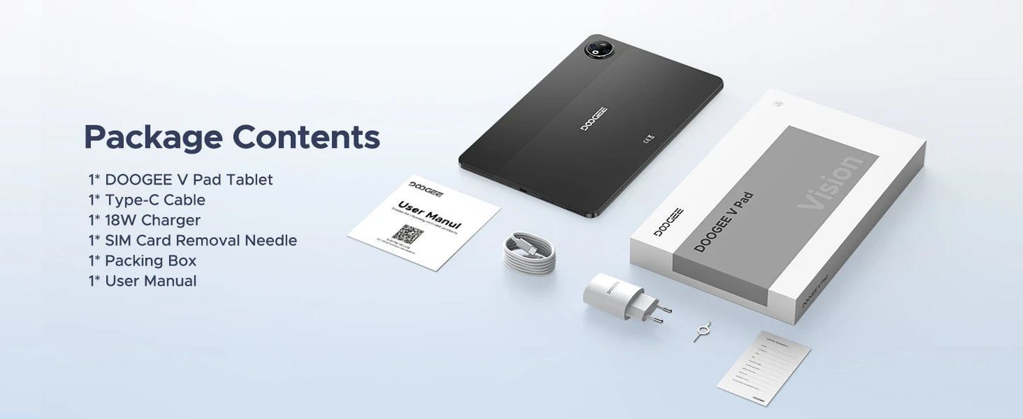 DOOGEE V Pad 2 In 1 5G Tablet 12" Screen Dimensity 7050 Android 15 32GB RAM (8+24) 256GB ROM8800mAh Battery Ultra-thin Smart Pad