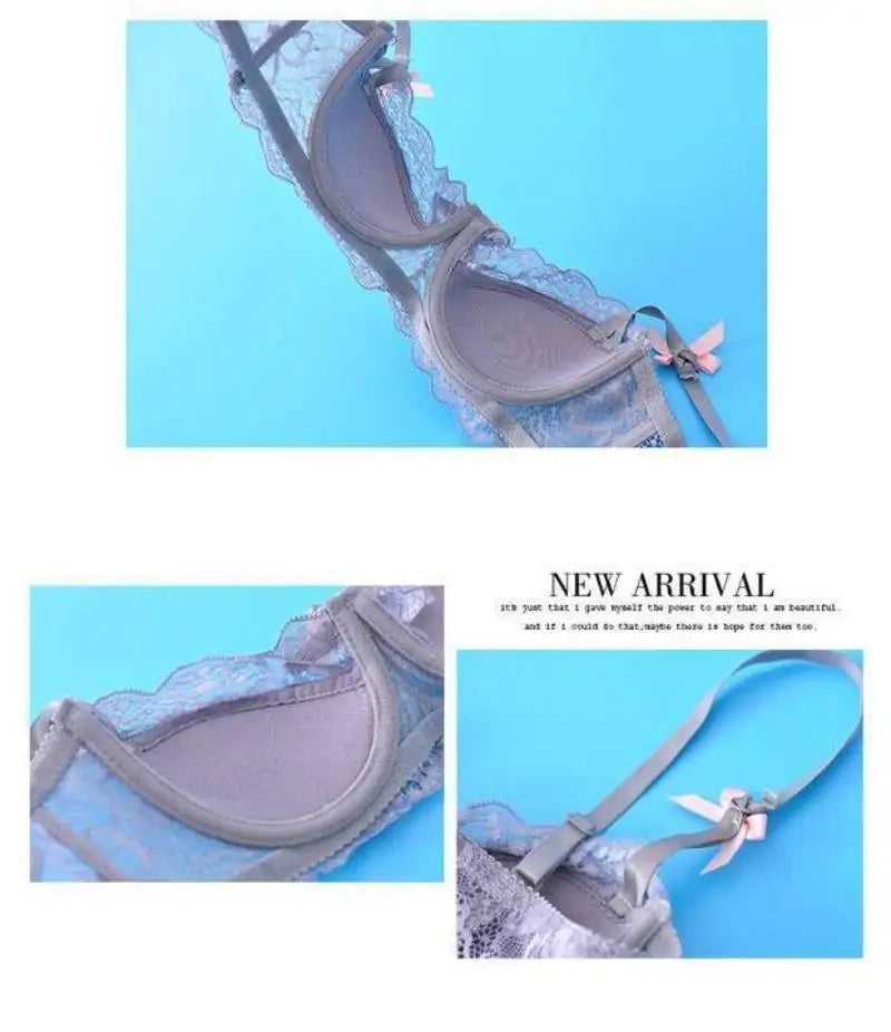 Sexy Thin Half-cup Lace Bra, Comfortable, Breathable, Anti-sagging, Push-up Small Bra for Women Lingerie.