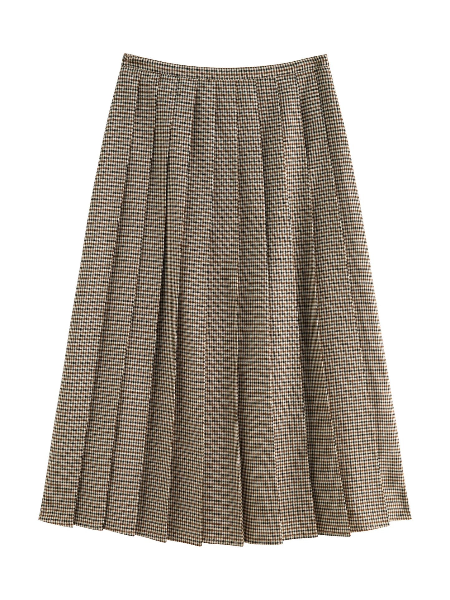 ZIQIAO Houndstooth Pleated Skirt Women's 2025 Autumn New Style College Style Pattern Versatile Casual Mid-length Skirt 25ZQ93064.