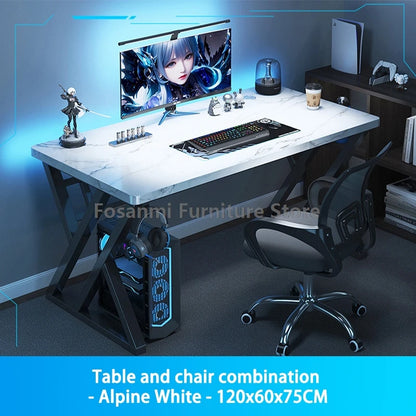 Kompaktes Büro-Schreibtisch- und Stuhl-Set, ergonomischer Computer-Stuhl aus Netzstoff, Tisch zum Spielen, Schreiben, moderne Wohnmöbel, Schreibtische, Stühle-Sets