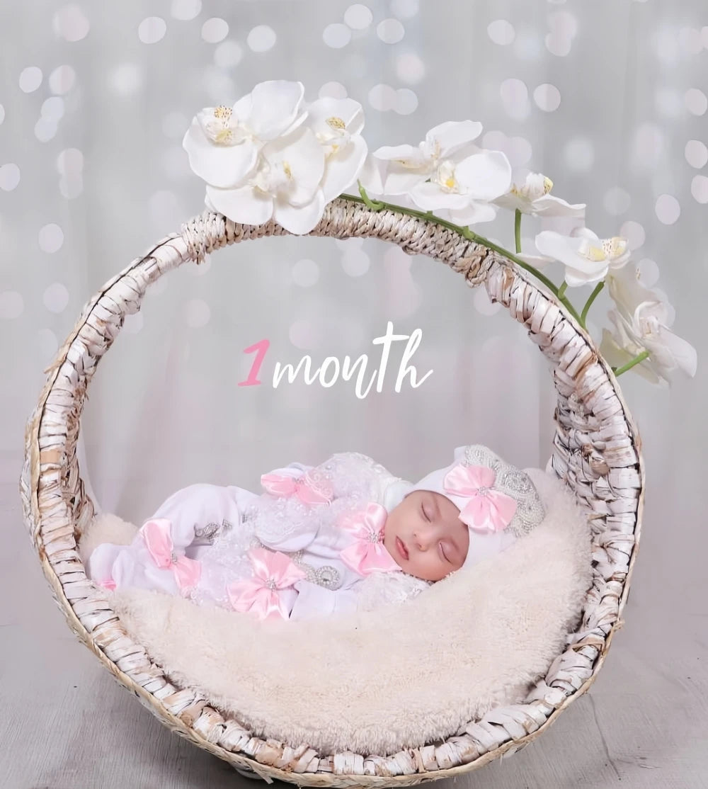 Dollbling Newborn Set Baby's Sets Rhinestone Crown 0-3 Months Hat+Bodysuits+Gloves+Shoes 4 Parts Boy Girl Jumpsuit Clothing.