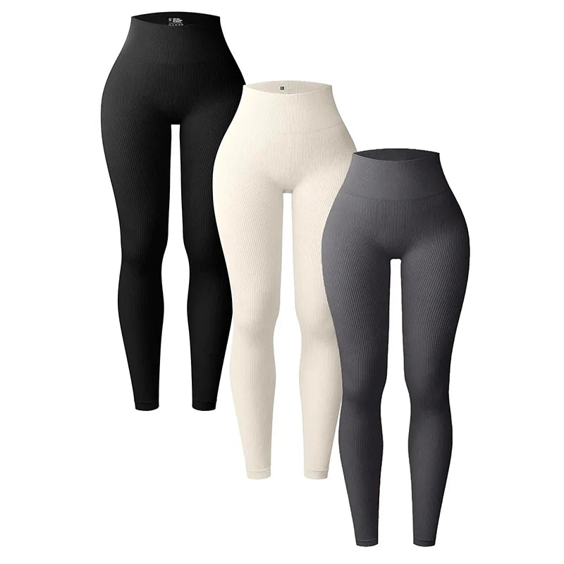Women's seamless knitted thread yoga pants high waisted sports leggings hip lifting running training slimming and fashionable.