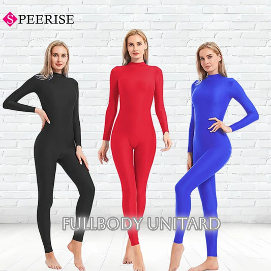 Unisex  Turtleneck Unitard Full Body Leotard  Long Sleeve Yoga Bodysuit Women Catsuit Daily Fitness Wear Cosplay Suits.