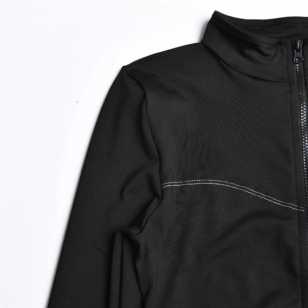 Elegant Women Zip-up O-neck Long Sleeve Jumpsuit Streetwear 2025 Summer Autumn Female Overalls One Piece Fitness Sports Bodysuit