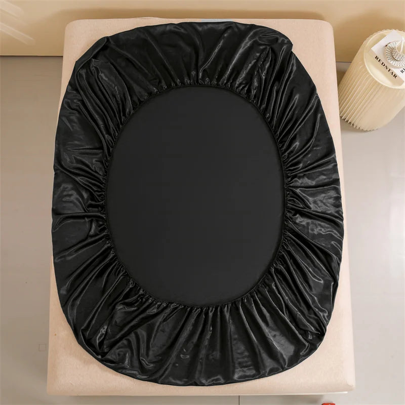 Satin Bed Sheets, Queen Size Sheets Set, 4 Pcs Silky Bedding Set   1 Deep Pocket Fitted Sheet + 1 Flat Sheet + 2 Pillowcases.