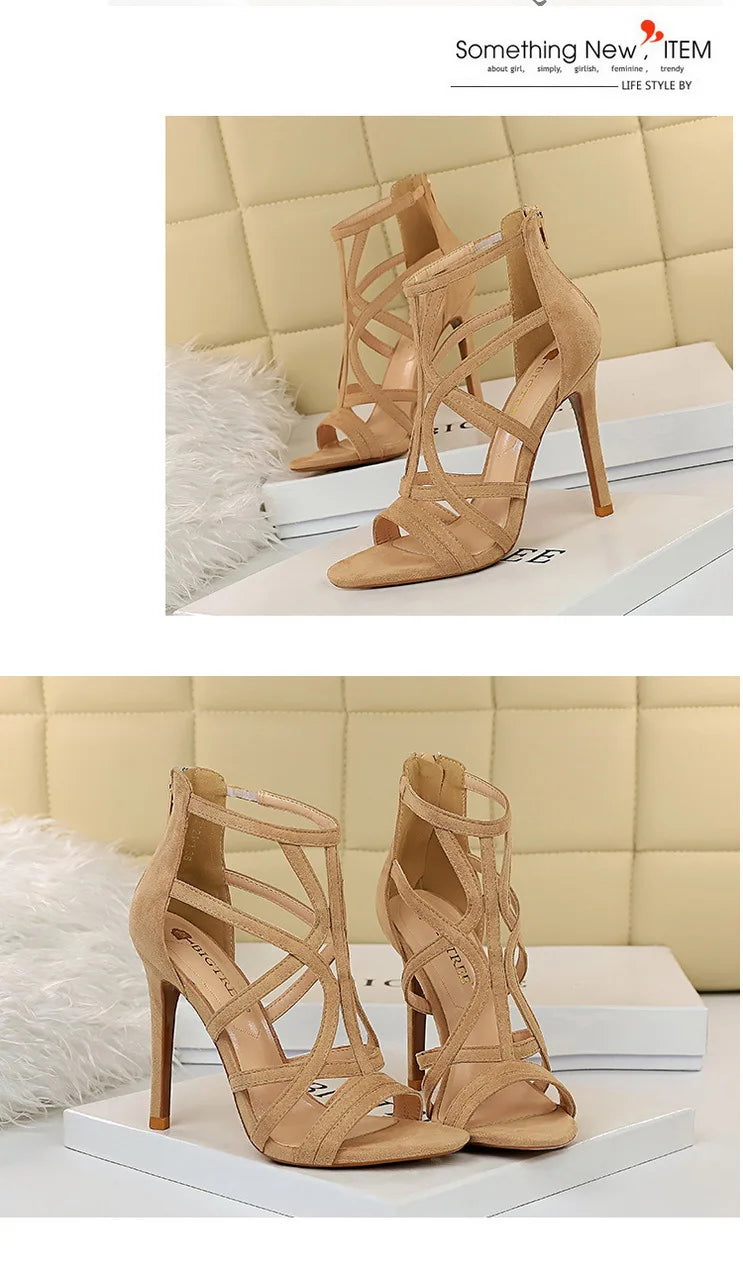 BIGTREE Shoes Roman Style High Heels Woman Pumps Stiletto Heels 11 Cm Women Heels Sexy Party Shoes Hollow Out Women Sandals 2025.