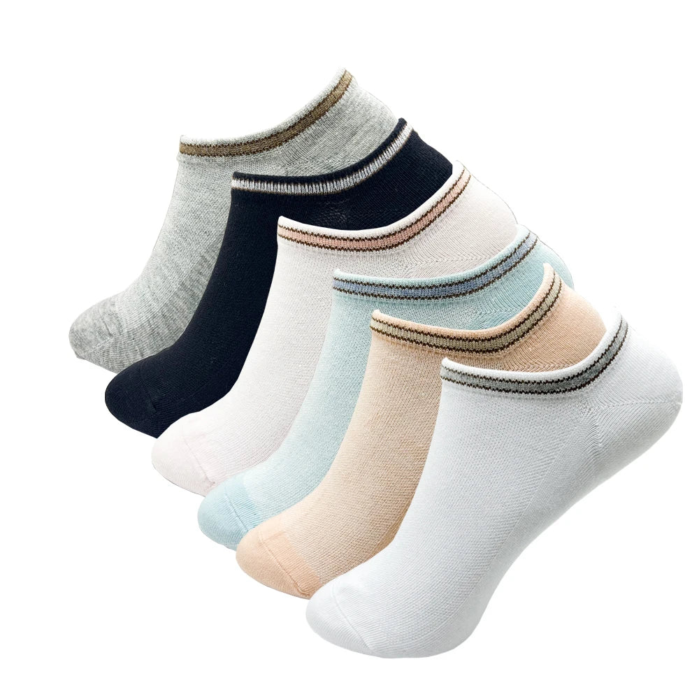4 Pairs Cotton Women's Boat Socks No Show Socks Set for Lady White Invisible Cotton Socks Pack Pink Black Breathable Summer.