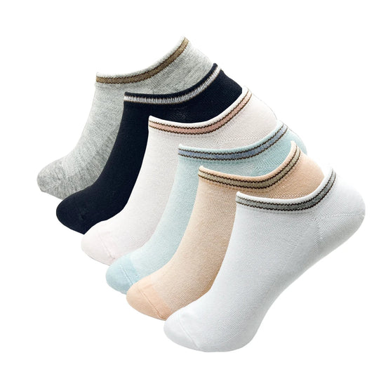 4 Pairs Cotton Women's Boat Socks No Show Socks Set for Lady White Invisible Cotton Socks Pack Pink Black Breathable Summer.