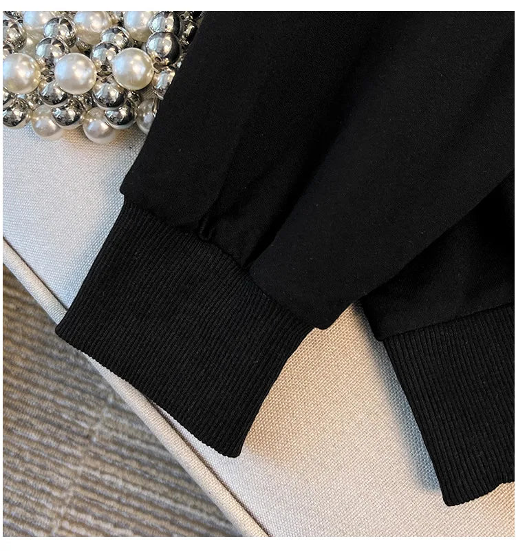 175 kg Plus Size Damen Büste 170 Herbst Cartoon Langarm Sweatshirt Schwarz Grau 5XL 6XL 7XL 8XL 9XL