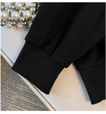 175 kg Plus Size Damen Büste 170 Herbst Cartoon Langarm Sweatshirt Schwarz Grau 5XL 6XL 7XL 8XL 9XL