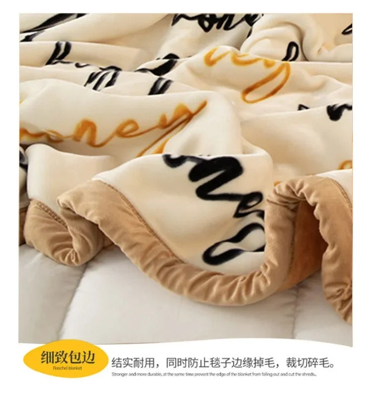 Double-deck Thickening Blanket Winter Dormitory Siesta Plush Fur Quilt Keep Warm Soft Comfortable Coral Fleece Sheet Bed Cover.