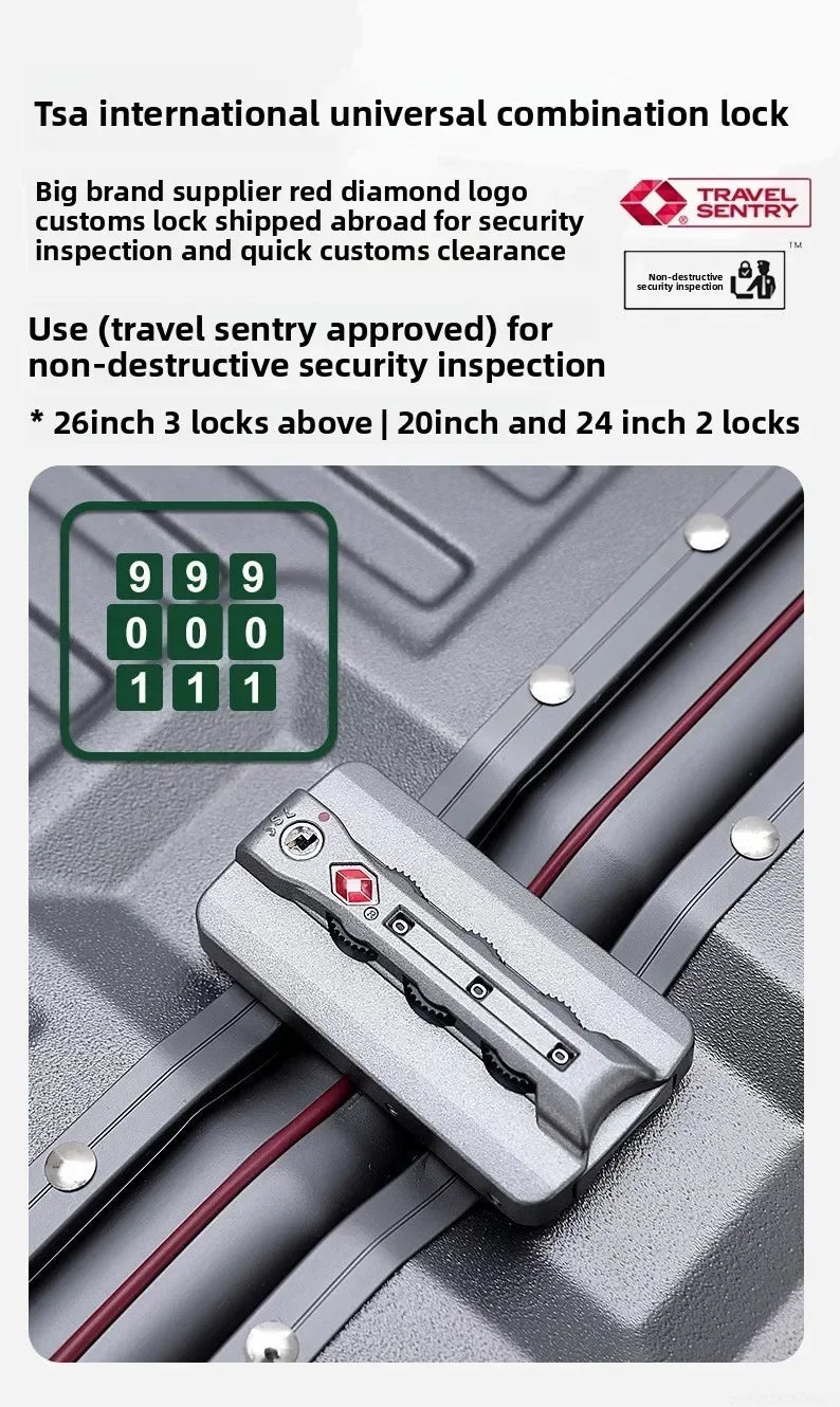 20-Handgepäck, Trolley mit Aluminiumrahmen, PC-Koffer, Reisekoffer mit breitem Griff.