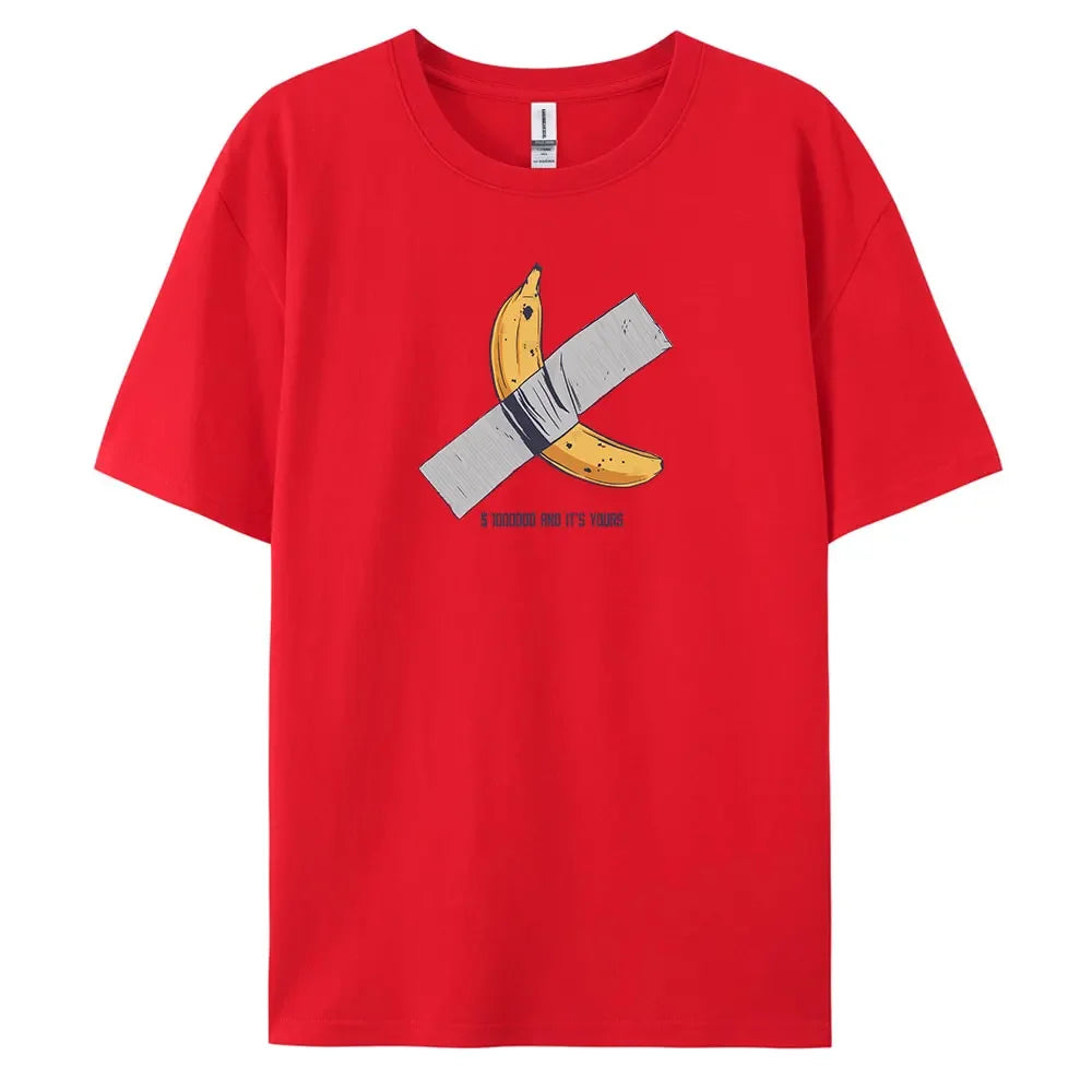 Banana Men's Casual Short-sleeved T-shirt with 100% Cotton Fashion print Tees oversize