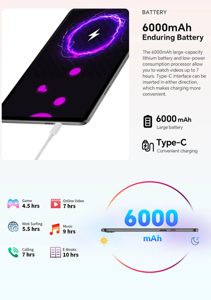 Teclast P30T Set 10.1" Tablet Android 14 T606 8-core Max 12GB RAM 128GB ROM 6000mAh Keyboard/Case/Mouse/Stylus/Headphone/Stand