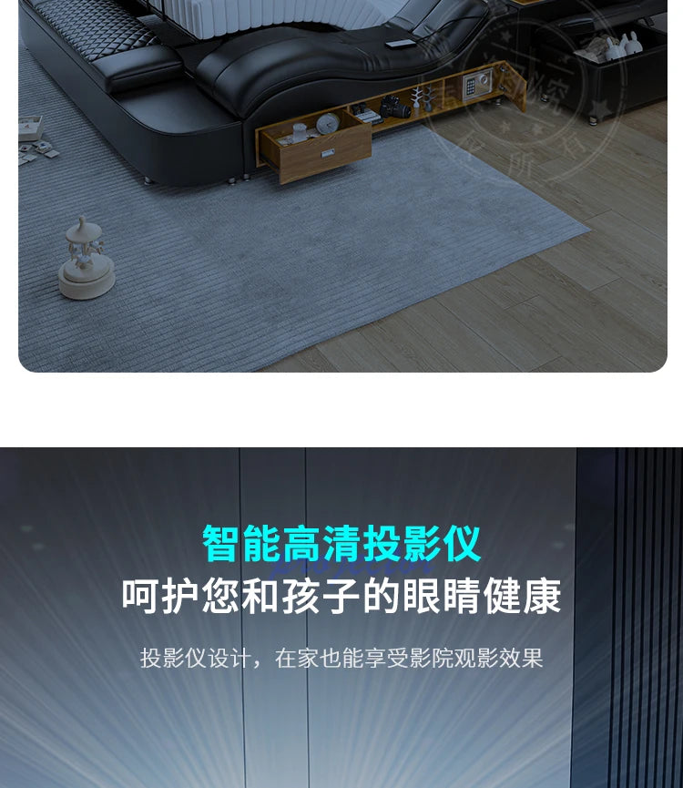 Nordic Multifunktions Doppelbett Seite Von Seite Leder Luxus Kingsize Bett Rahmen Plattform Holz Design Lit Schlafzimmer Set Möbel