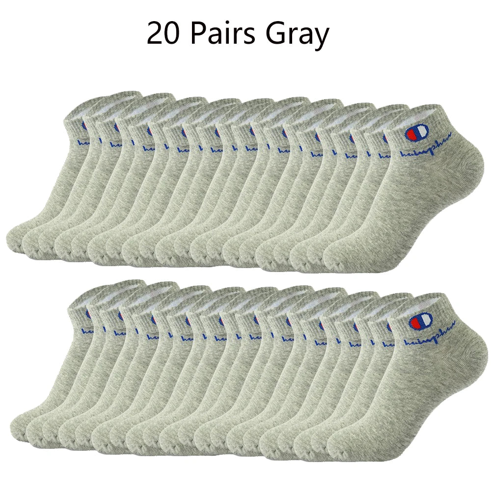 5/10/20 Pairs Men Ankle Socks Cotton Brand Classic Fashion Black White Socks Breathable Mesh Athletic Sports Socks for Summer