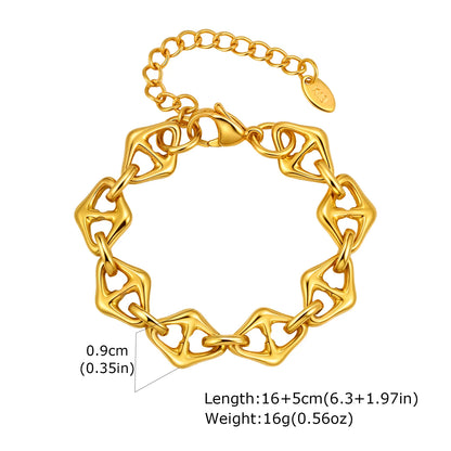 Chunky Bold Toggle Bracelets for Women, Stainless Steel OT Buckle Link Chain Bracelet Gold Plated Tarnish Free