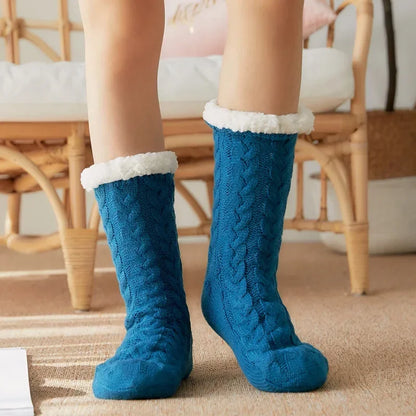 Womens Fuzzy Thermal Sock Plush Grip Hemp Winter Soft Female Home Indoor Warm Bedroom Non slip fluffy Thick Slipper Floor Sock