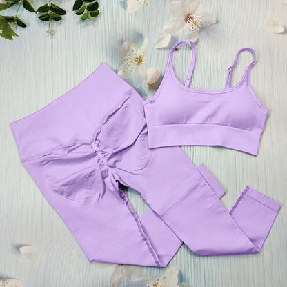 2/3/4Pcs Women's Tracksuit Seamless Yoga Set Leggings Sports Suit for Fitness Long Sleeve Top Gym Clothing Workout Sportswear