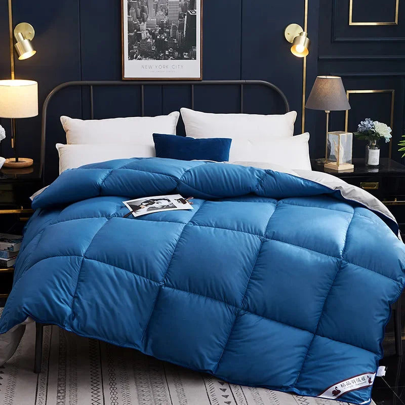Winter Quilted Quilts Blanket 95% White Goose Down Soft Goose Down Warm Winter Duvet 거위털 이불 구스이불 거위Size King Twin Cover.