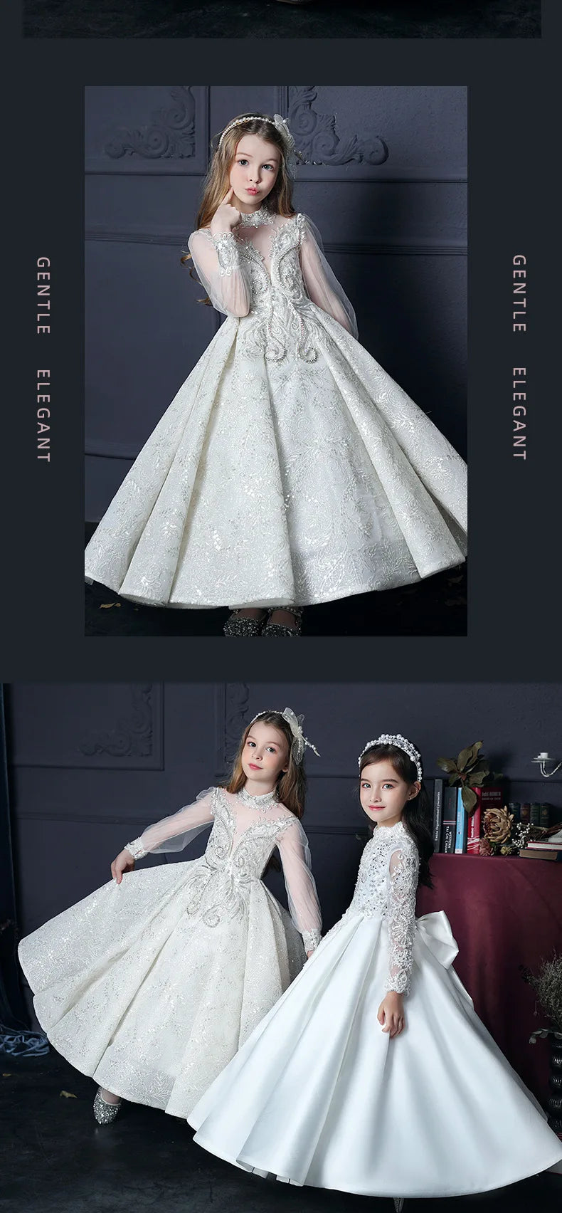 Mädchen Erstkommunion Kleid Blumen mädchen Hochzeit Pailletten Kleider für Kinder Klavier Leistung Vestidos Kinder Festzug Ballkleid.