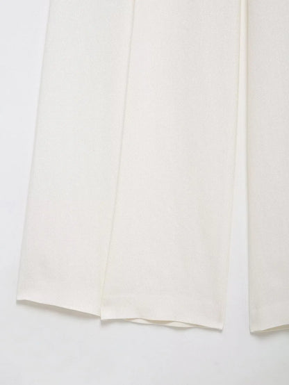 HH Women's Suits White Turn-Down Collar Long Sleeves Lace-Up Blazers+High Waist Zipper Long Pants Female Spring Fashion Sets