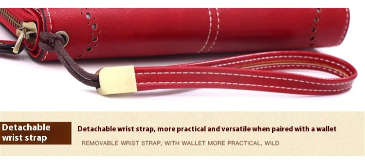 Fashionable new hollow out coin purse for women's oily leather phone bag, long zipper handbag,coin bag Triple fold ladies wallet.