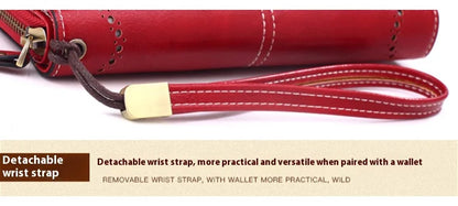 Fashionable new hollow out coin purse for women's oily leather phone bag, long zipper handbag,coin bag Triple fold ladies wallet.