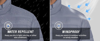 TACVASEN Stand Collar Lightweight Puffer Jackets Mens Quilted Jacket Water Resistant Ripstop Down Insulated Windbreaker Coats.