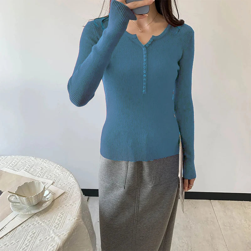 2026 frühling Herbst Grundlegende Pullover Gestrickte Frauen Pullover Taste Oansatz Pullover Weibliche Pullover Schlank Solide Bold Streifen Tops