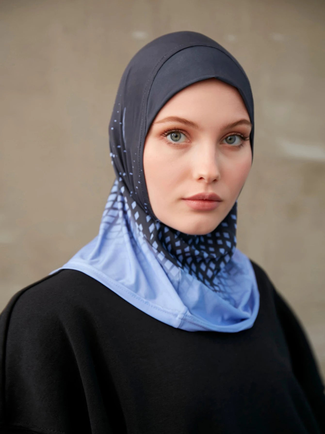 Sporty Muslim Inner Hijab Women Geometric Printing Pattern Instant Turban For Ladies Head Wrap Headband Header Model.