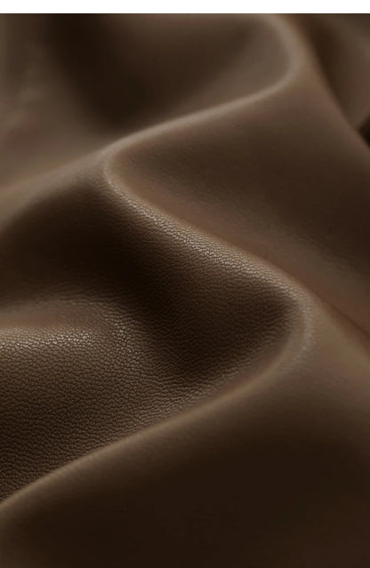 AMII Minimalist Casual Pants for Women 2025 Autumn Clothing PU Leather Loose Straight Pants Slit Office Lady Trousers 12343250