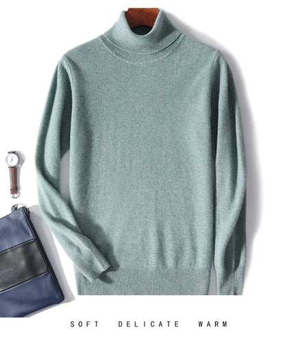 Men's Turtleneck 100% Pure Wool Sweater Men 2024 Autumn and Winter Large Size Loose Knitted Sweater Keep Warm Tops Men Jumper.