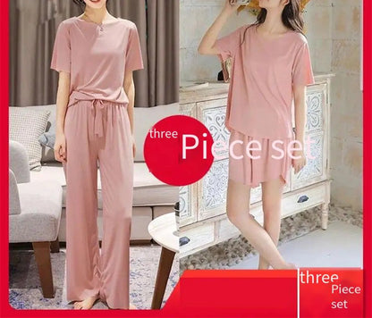 Eisse ide Pyjama dreiteiliges Set Damen Damen Home Wear Hose einfache Freizeit bequeme lose kurz ärmel ige Mädchen Nachtwäsche.