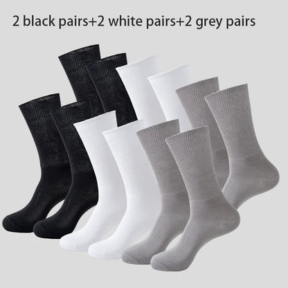 6Pairs Comfortable and Supportive Diabetic Socks for Men Moisture wicking Fabric Non-binding Top business socks.