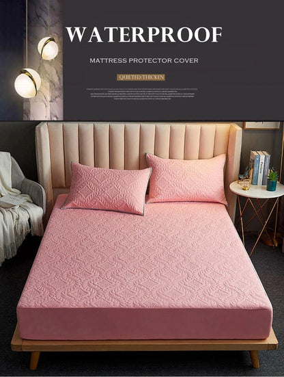 Quilted Waterproof Mattress Protector Cover Elastic Fitted Sheet Style Double Bed Protection Pad Twin Queen King 140 160x200cm.